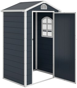 Outsunny Casa de unelte 1,9m², adăpost rezistent la intemperii cu acoperiș în două ape și ușă, 134x104x204cm, Gri închis | Aosom Romania
