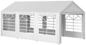 Outsunny Cort de Gradină cu Ferestre Laterale, Uși cu Balama și Copertină Anti UV, 600x300x280 cm, Alb | Aosom Romania