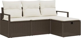 vidaXL Set de canapea cu pernă Manual 4 pcs Maro și Crem poliratan