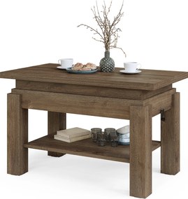 Mazzoni BRAWO Stejar Maro - MĂSUȚĂ DE CAFEA CU BLAT EXTENSIBIL ȘI RIDICABIL MASĂ CU RAFT