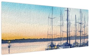 Tablou - Plimbare cu barca, aquarel (120x50 cm)