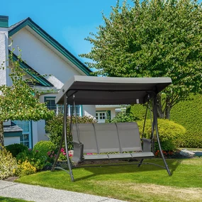 Outsunny Balansoar de Gradina cu 3 locuri Acoperis si Buzunare de depozitare | Aosom Romania