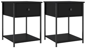 vidaXL Noptiere, 2 buc., negru, 44x45x58 cm, lemn compozit