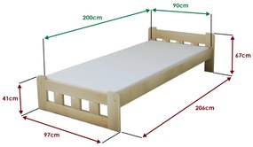 Pat inalt Naomi 90x200 cm, pin Saltele: Cu saltele Coco Maxi 19 cm, Lamele de pat: Cu lamele drepte