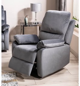 Fotoliu recliner tapitat Spencer Velvet – Gri