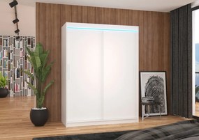Dulap cu usi glisante si iluminare LED, Denver 150 + LED, 150 cmx200 cmx58 cm, ADRK Furniture (Culoare: Trufă)