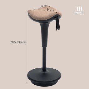 HOMCOM Scaun de echilibru, șezut mobil, rotativ, reglabil în înălțime, ergonomic, 34 x 34 x 68,5-83,5 cm, Maro | Aosom Romania