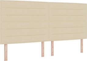 vidaXL Tăblie LED cu benzi LED cu headboard Crem 200 cm țesătură