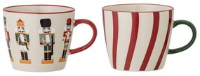Căni 2 buc. pentru cappuccino din gresie 300 ml cu model de Crăciun Jolly – Bloomingville