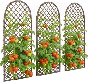 Outsunny Set de 3 spalieri de grădină din nuiele împletite Panou Arc pentru Plante cățărătoare 43 x 2 x 112 cm, efect lemn natural | Aosom Romania