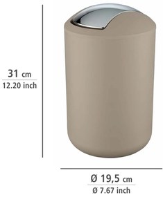Wenko Coș de gunoi cu capac basculant Brasil 6,5 l, taupe
