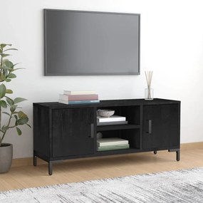 349918 vidaXL Comodă TV, negru, 110x35x48 cm, lemn de pin masiv reciclat