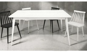 MASA SIMPLY- LEMN MASIV - ALB PERIAT - 160 cm / 85 cm / h 77 cm
