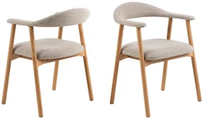 MAZZONI EXPORT ADELE Bej Latte (țesătură Monza 60)/cadru Stejar Natural - SCAUN DIN LEMN BOUCLÉ PENTRU SALON SUFRAGERIE BUCĂTĂRIE RETRO