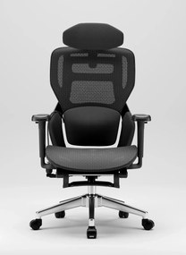 MONZA E16 Executive – Scaun Ergonomic Premium, Reglaje Avansate, Suport Lombar Reglabil pe Înălțime, Tetieră Reglabilă, Cotiere 3D, Șezut Extensibil, Reclinare 135°, Suport pentru Picioare și Bază Metalică, Mesh, Negru