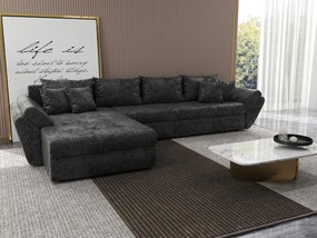 Colțar extensibil dumonde cu ladă de depozitare si sezut confortabil din spuma high-density, Loana XL Euphoria Negru 335x185 cm
