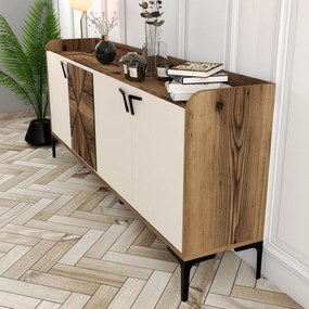 Consolă Venedik - Walnut, Cream