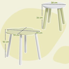 ZONEKIZ Set Mobilier pentru Copii, Masă cu 2 Scaune, Spațiu de Joacă și Activități, 2-5 ani, Galben | Aosom Romania