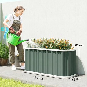 Outsunny Pat înălțat din metal 136 x 53 x 61 cm adânc Pat de grădină cu margini de protecție etichete pentru plante mănuși Fund deschis | Aosom Romania