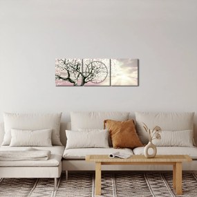 Tabloul copacului roz (cu ceas) (90x30 cm)