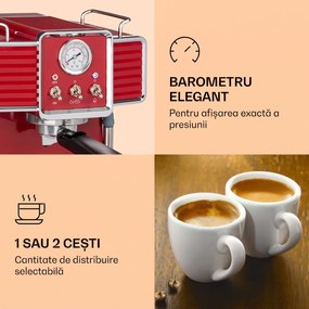 Klarstein Gusto Classico, espressor, 1350 W, presiune 20 bar, rezervor de apă: 1,5 litri