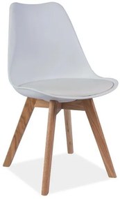 OFERTA Scaun alb cu picioare de stejar KRIS clasa II