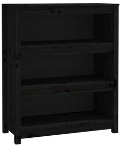 821683 vidaXL Bibliotecă, negru, 80x35x97 cm, lemn masiv de pin