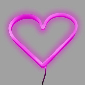 Lampă de perete roz cu telecomandă inclusiv LED - inimă de neon