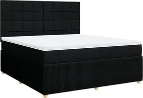 vidaXL Pat box spring cu saltea, negru, 180x200 cm, catifea