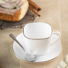 Set cesti cafea 12 piese, opal, alb cu auriu, 220 ml Kinghoff KH-1930