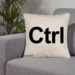Perna Personalizata Tasta Ctrl Tipografie Bold, 40x40 cm, Bej Canapea, Husa Detasabila, Perna Inclusa, BEKZ®
