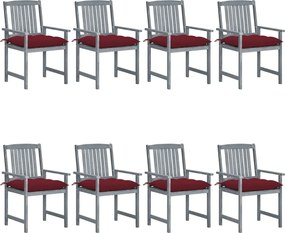 vidaXL Scaune de grădină cu perne, 8 buc., gri, lemn masiv de acacia