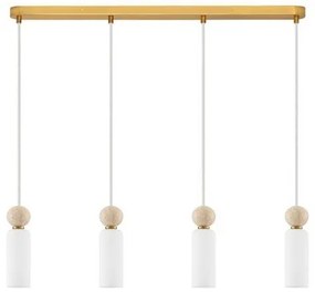 Lustra cu 4 pendule, Metal, Auriu, Travertin, Sticla, FILOMENA