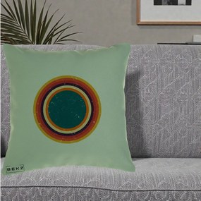 Perna Decorativa Retro Cerc Concentric Geometric Vintage, 40x40 cm, Verde, Husa Detasabila, Perna Inclusa, BEKZ®