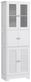 HOMCOM Dulap pentru Baie cu 3 Uși Duble din Lemn 60x30x170.5 cm, Alb | Aosom Romania