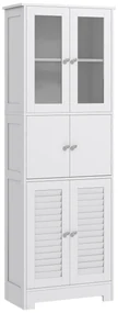 HOMCOM Dulap pentru Baie cu 3 Uși Duble din Lemn 60x30x170.5 cm, Alb | Aosom Romania