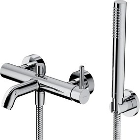 Baterie cada-dus Omnires Contour monocomanda finisaj crom lucios cu set de dus