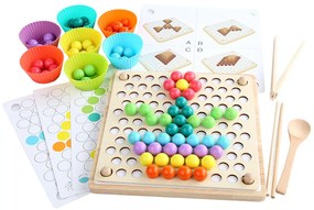 Joc de masă din lemn 3 în 1, puzzle-uri cu bile, șah zburător