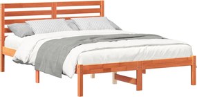 vidaXL Cadru de pat Maroniu cerat 135 x 190 cm Lemn de pin masiv