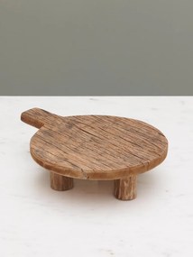 Platou rotund de servire din lemn reciclat, H5 cm