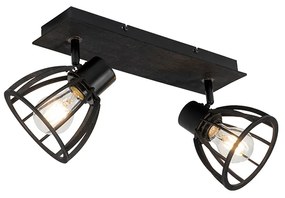 Plafoniera industriala neagra cu 2 lumini - Fotu