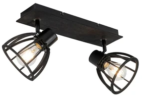 Plafoniera industriala neagra cu 2 lumini - Fotu