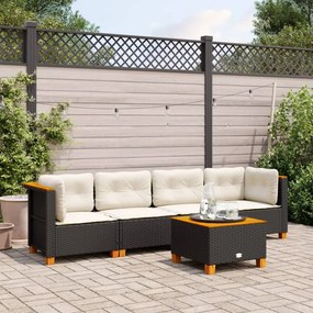 3261725 vidaXL Set mobilier de grădină cu perne, 5 piese, negru, poliratan