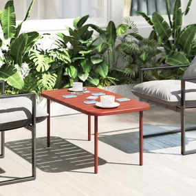 Outsunny Masă de cafea pentru grădină din oțel galvanizat, blat cu șipci, masă rectangulară cu colțuri rotunjite, 90x50x43cm, Roșu | Aosom Romania