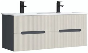 Trent 120 dulap de baie inferior cu chiuvetă ceramică (4 sertare) gri antracit-alb