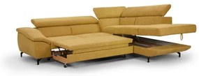 Canapea colțar extensibilă cu spațiu depozitare, model BRESCIA, dreapta, galbenă