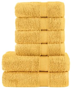 vidaXL Set de prosoape premium SOLUND, 6 piese, auriu, 600 g/m²