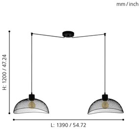 Eglo 43306 - Lustră pe cablu POMPEYA 2xE27/60W/230V