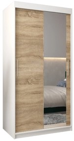 Dulap de haine 100 cm Toki 2 (alb mat + stejar sonoma). 1064960