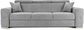 Canapea Extensibilă 3 locuri BELLAGIO, cu tetiere reglabile, 242x95x99 cm, Gri-Deschis-Enjoy